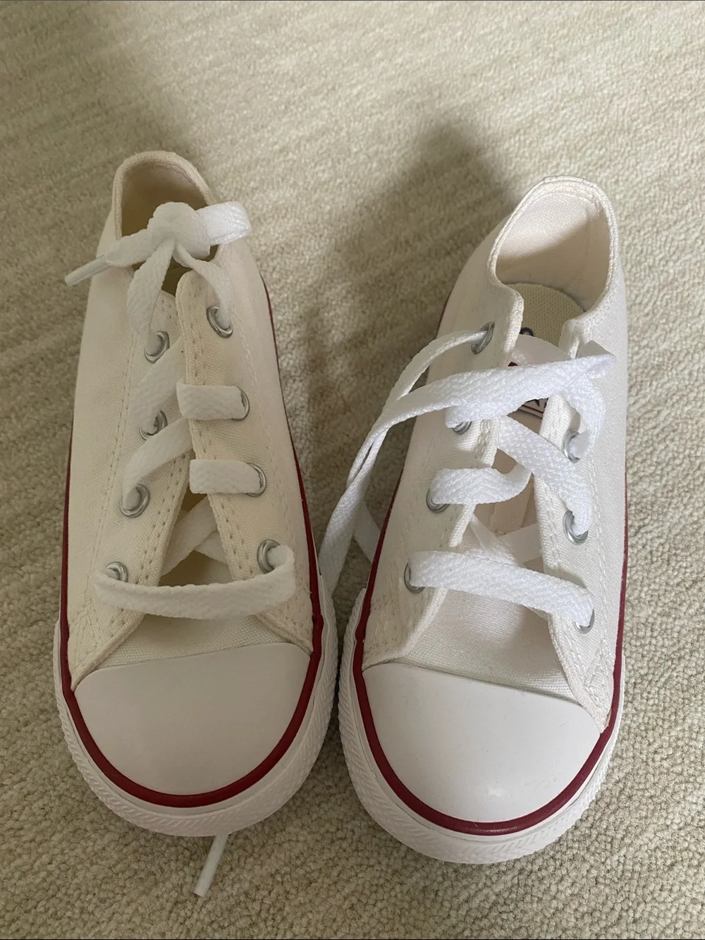 Converse Kids White Canvas Low-Top Sneakers with Red Midsole Stripe